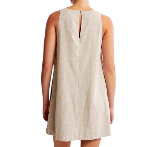 Abercrombie Fitch Linen Cotton Preppy Sleeveless Mini Dress Beige Size Medium - Picture 3 of 12
